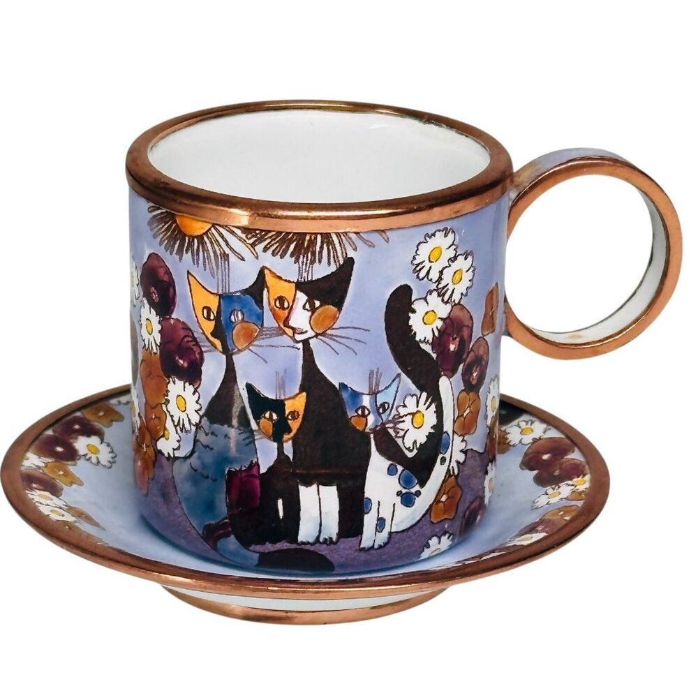 Rosina Wachtmeister by Charlotte Di Vita Rare CAT Family Mini Cup w Saucer